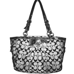 Coach Grey and Black Signature Tote Handbag